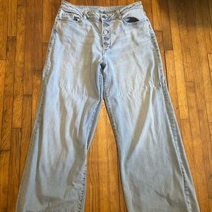 High rise blue jeans